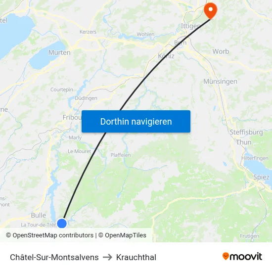 Châtel-Sur-Montsalvens to Krauchthal map