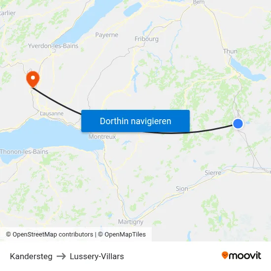 Kandersteg to Lussery-Villars map