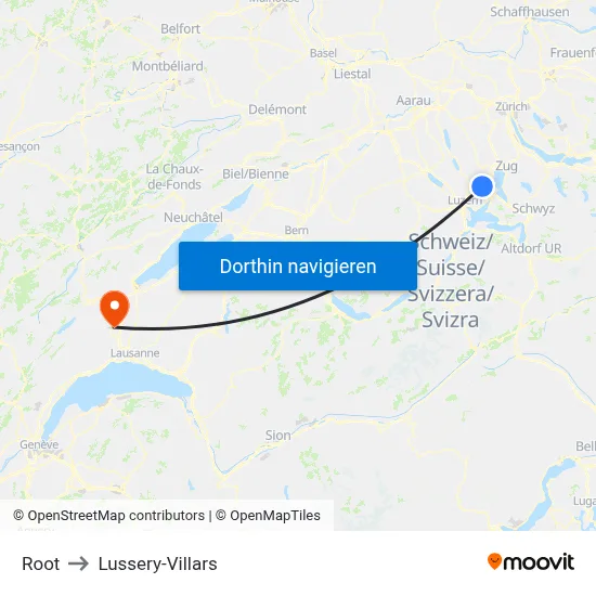 Root to Lussery-Villars map