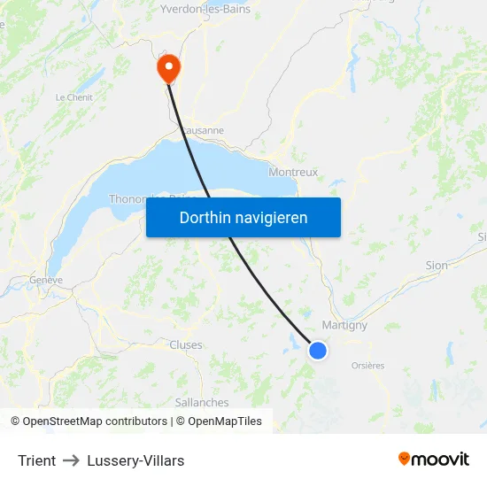 Trient to Lussery-Villars map