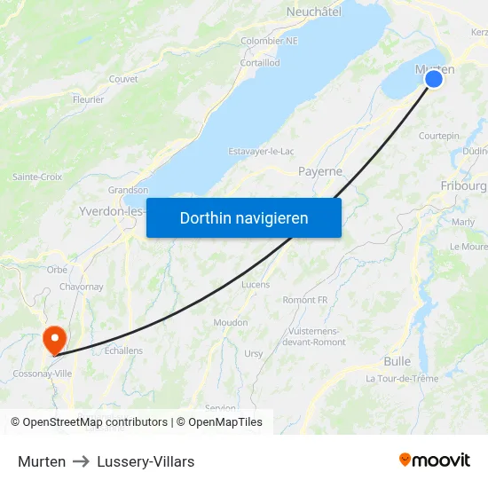 Murten to Lussery-Villars map