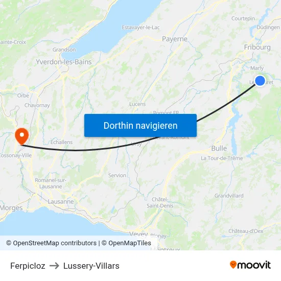 Ferpicloz to Lussery-Villars map