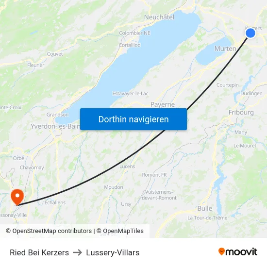 Ried Bei Kerzers to Lussery-Villars map