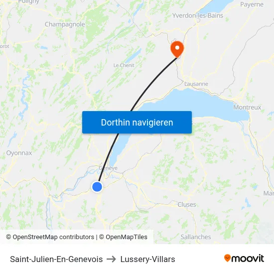 Saint-Julien-En-Genevois to Lussery-Villars map