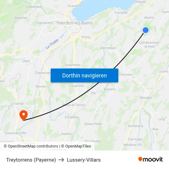 Treytorrens (Payerne) to Lussery-Villars map