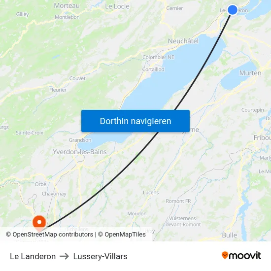 Le Landeron to Lussery-Villars map