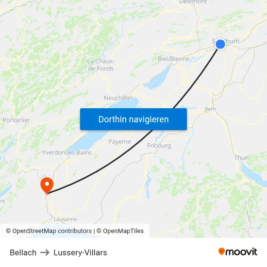 Bellach to Lussery-Villars map