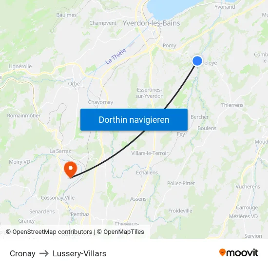 Cronay to Lussery-Villars map