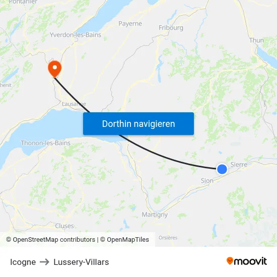 Icogne to Lussery-Villars map