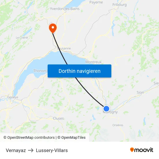 Vernayaz to Lussery-Villars map