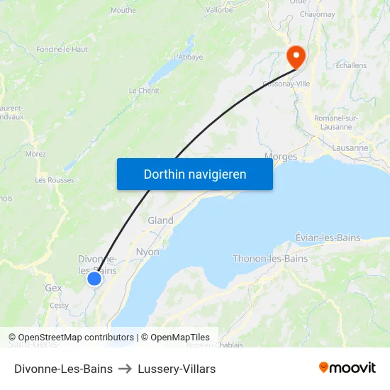 Divonne-Les-Bains to Lussery-Villars map