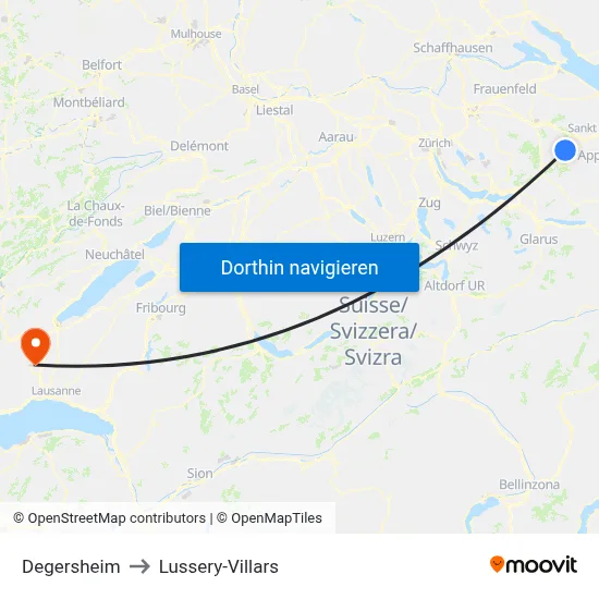 Degersheim to Lussery-Villars map