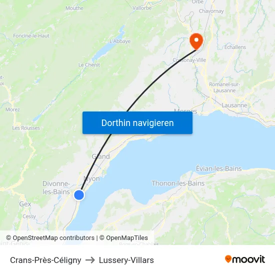 Crans-Près-Céligny to Lussery-Villars map