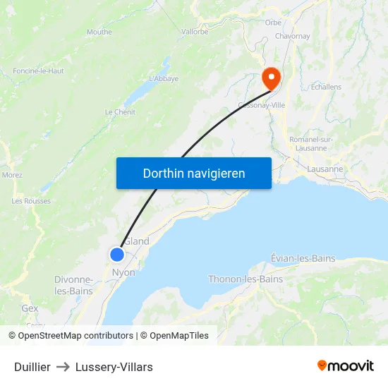 Duillier to Lussery-Villars map