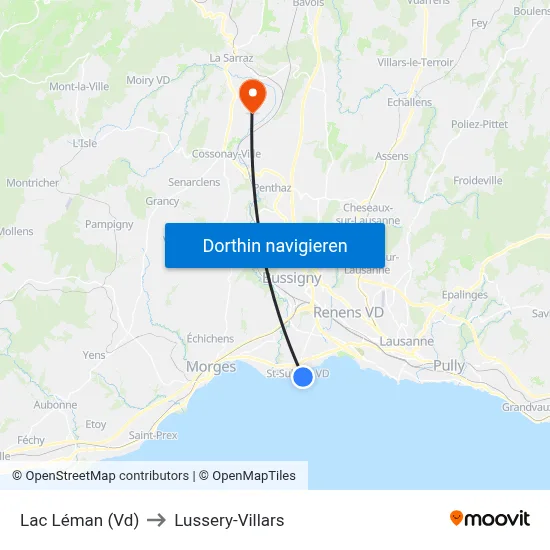 Lac Léman (Vd) to Lussery-Villars map