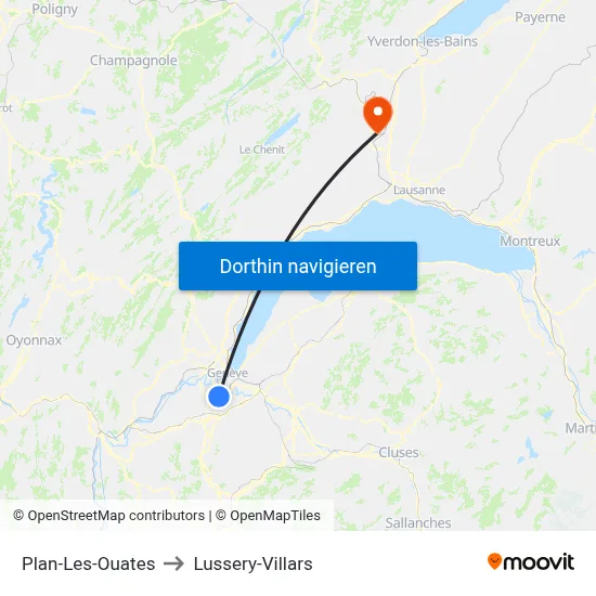 Plan-Les-Ouates to Lussery-Villars map
