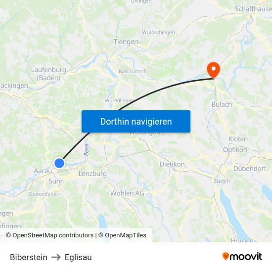 Biberstein to Eglisau map