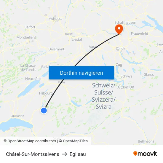 Châtel-Sur-Montsalvens to Eglisau map