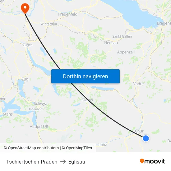 Tschiertschen-Praden to Eglisau map