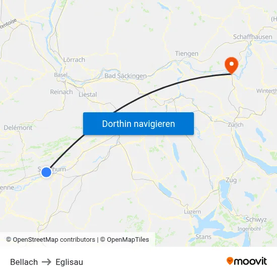 Bellach to Eglisau map