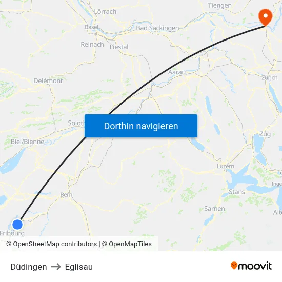 Düdingen to Eglisau map