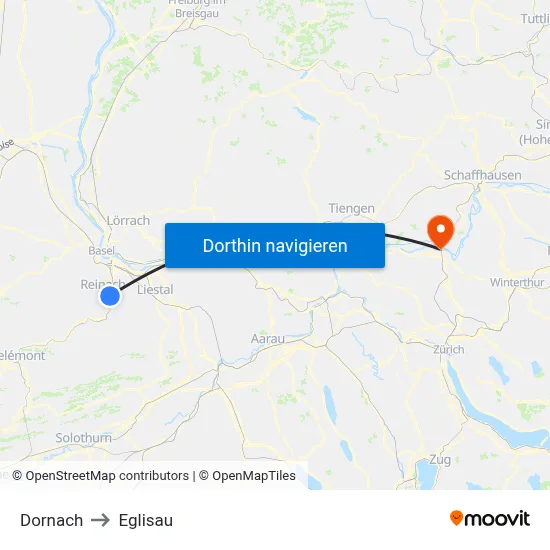 Dornach to Eglisau map
