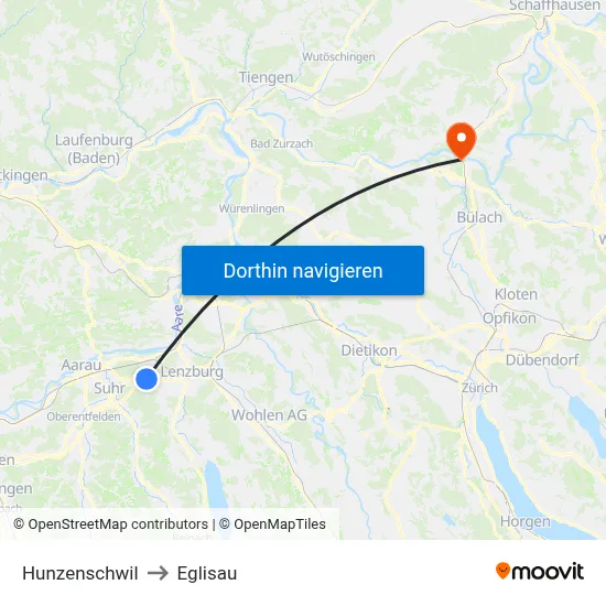 Hunzenschwil to Eglisau map