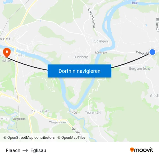 Flaach to Eglisau map