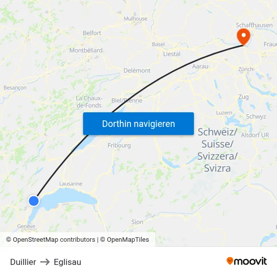 Duillier to Eglisau map