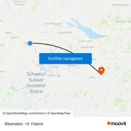 Biberstein to Fideris map