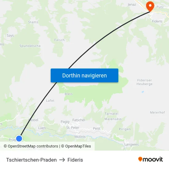 Tschiertschen-Praden to Fideris map