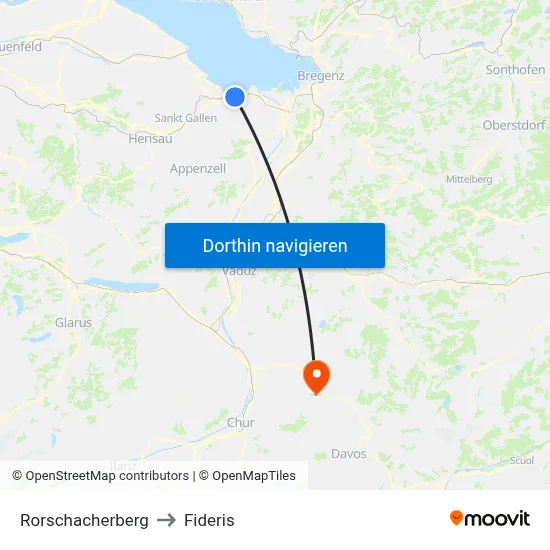 Rorschacherberg to Fideris map