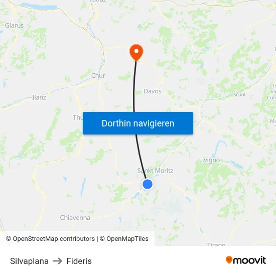 Silvaplana to Fideris map