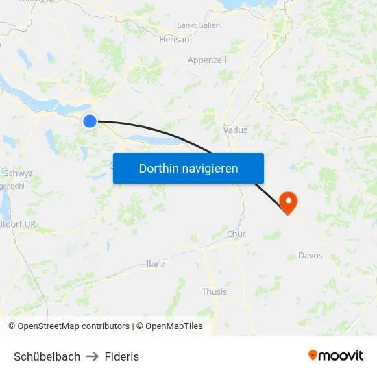 Schübelbach to Fideris map