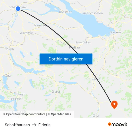 Schaffhausen to Fideris map