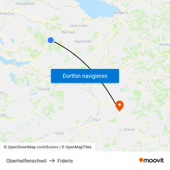 Oberhelfenschwil to Fideris map