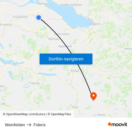 Weinfelden to Fideris map