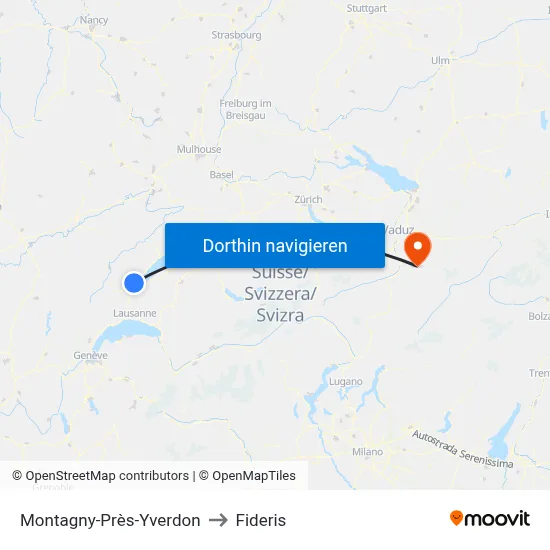 Montagny-Près-Yverdon to Fideris map
