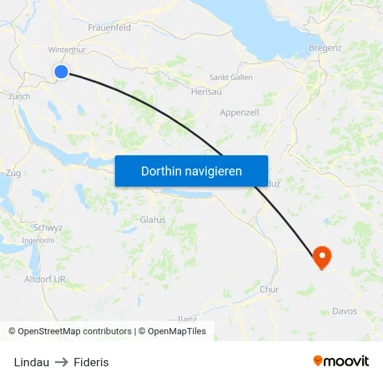 Lindau to Fideris map