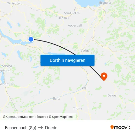 Eschenbach (Sg) to Fideris map