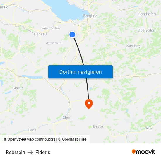 Rebstein to Fideris map