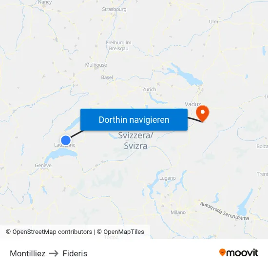 Montilliez to Fideris map