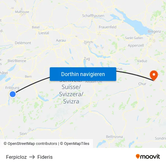 Ferpicloz to Fideris map