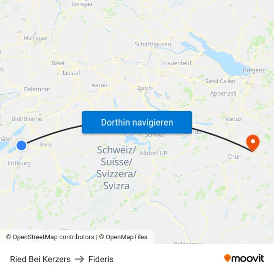 Ried Bei Kerzers to Fideris map