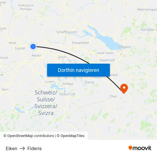 Eiken to Fideris map