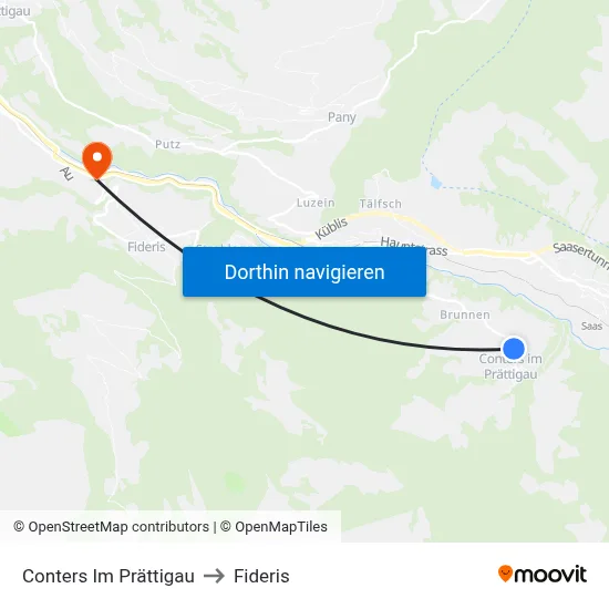 Conters Im Prättigau to Fideris map