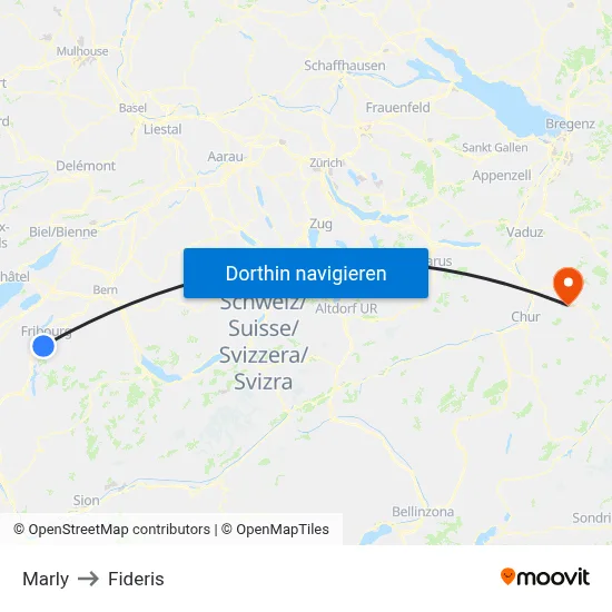 Marly to Fideris map