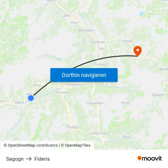 Sagogn to Fideris map