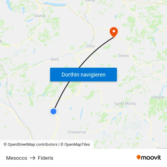 Mesocco to Fideris map
