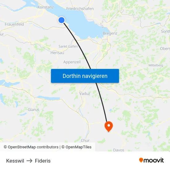 Kesswil to Fideris map